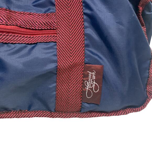 Vintage Hollywood Park Blue Burgundy Light Duffle Bag - Picture 8 of 8